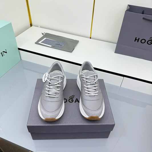 TOM FORD 26S HOGAN SNEAKERS IN GRAY CALFSKIN AND SUEDE