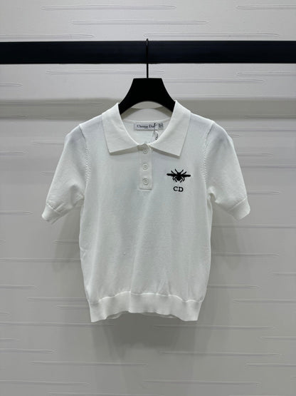 DIOR EMBROIDERED LOGO KNIT POLO SHIRT