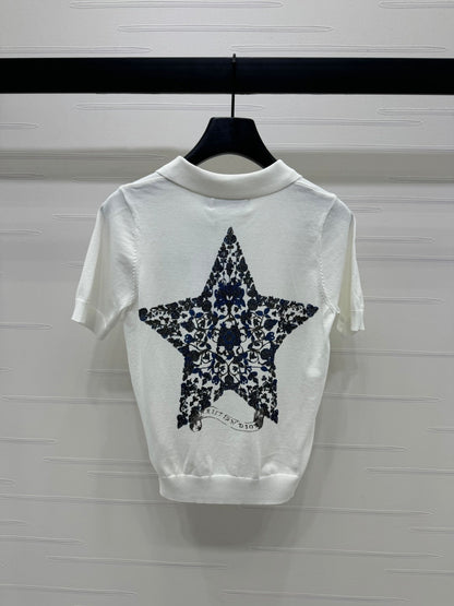 DIOR EMBROIDERED LOGO KNIT POLO SHIRT