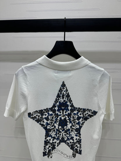 DIOR EMBROIDERED LOGO KNIT POLO SHIRT