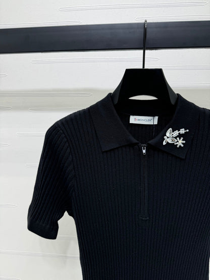 MONCLER 25S SHORT-SLEEVE KNIT TOP 255893
