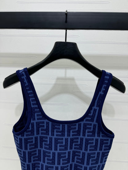 Fendi 25 Blue Knit Crop Top