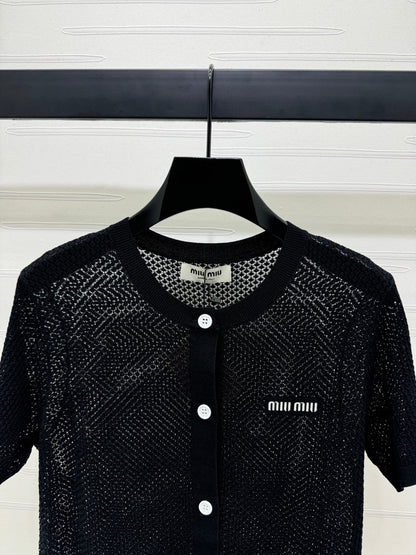 MIU 25S SHORT SLEEVE ROUND NECK CARDIGAN 264269
