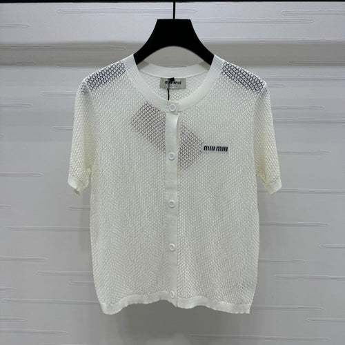 MIU 25S SHORT SLEEVE ROUND NECK CARDIGAN 264268