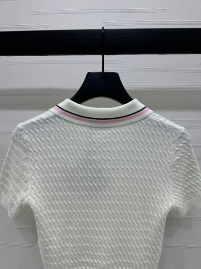 MIUMIU KNITTED POLO SHIRT WHITE 274837