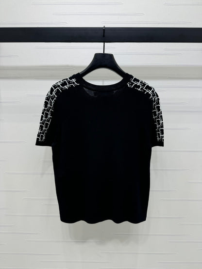 DIOR SHORT-SLEEVE JACQUARD KNIT TOP 274855