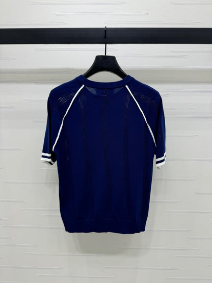 MIU 25S RAGLAN CREW NECK STRIPED KNIT SWEATER 264106