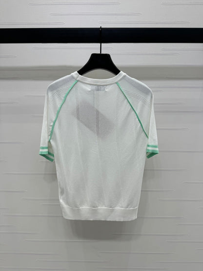 MIU 25S RAGLAN CREW NECK STRIPED KNIT SWEATER 264105