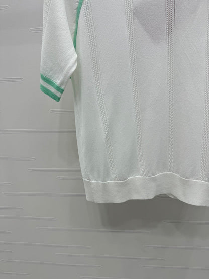 MIU 25S RAGLAN CREW NECK STRIPED KNIT SWEATER 264105