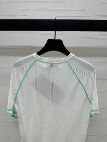 MIU 25S RAGLAN CREW NECK STRIPED KNIT SWEATER 264105