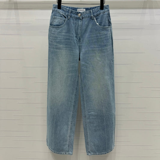 CHANEL 25S HIGH WAISTED DENIM PANTS 264194