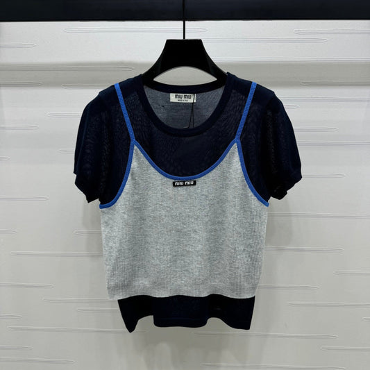 MIU 25S 2 PIECE KNITTED TOP WITH STRAPS 264131