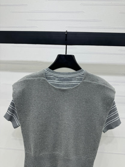 MIU 25S SHORT SLEEVE STRIPED KNITTED CAPE 264139