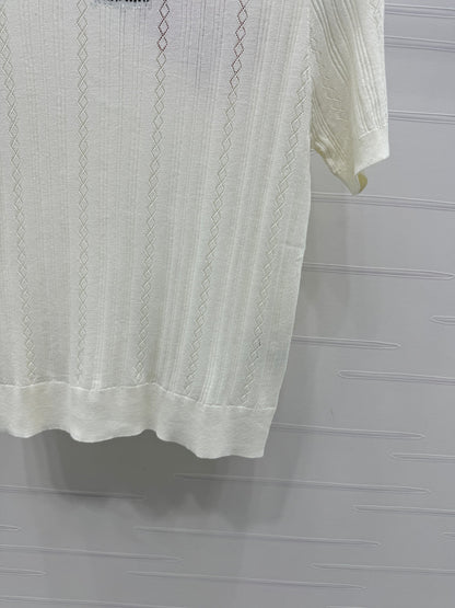 MIU 25S RHINESTONE COLLAR T-SHIRT 264095