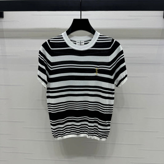 YSL 25S WHITE COLLAR SHORT SLEEVE T-SHIRT 264092