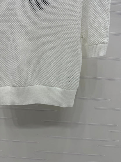 PRAD 25S HOLLOW KNIT SHORT SLEEVE TOP 264134