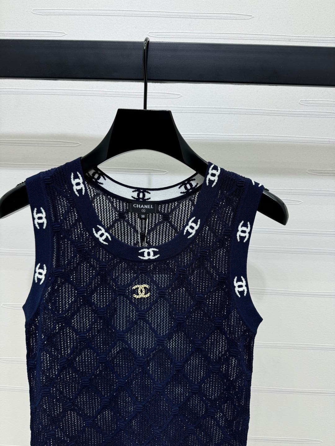 CHANEL 25S DIAMOND HOLLOW KNIT VEST 264031