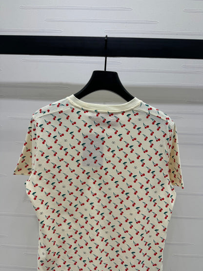 VALENTINO 25S CHERRY PATTERN ROUND NECK T-SHIRT 264040