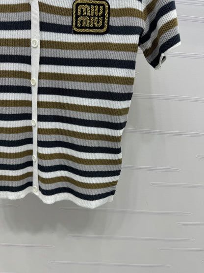 MIUMIU SHORT-SLEEVE KNIT CARDIGAN 274944