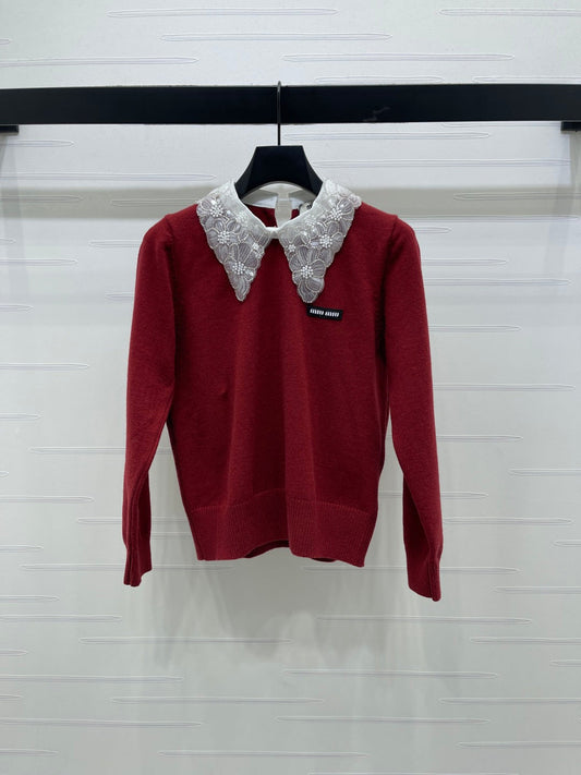 MIUMIU LACE-COLLAR SWEATER STYLE 817