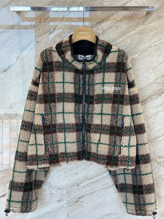 MIUMIU PLAID FLEECE JACKET STYLE 714