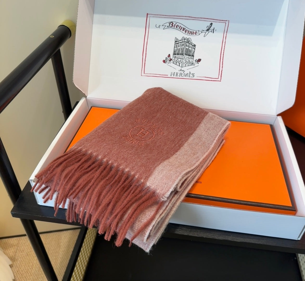 HERMES 25S SCARF 190 IN CASHMERE 854634