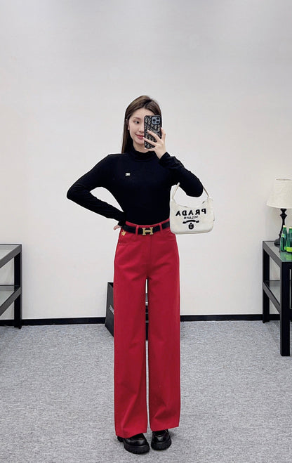 HERMES 25S HIGH-WAIST STRAIGHT JEANS 352