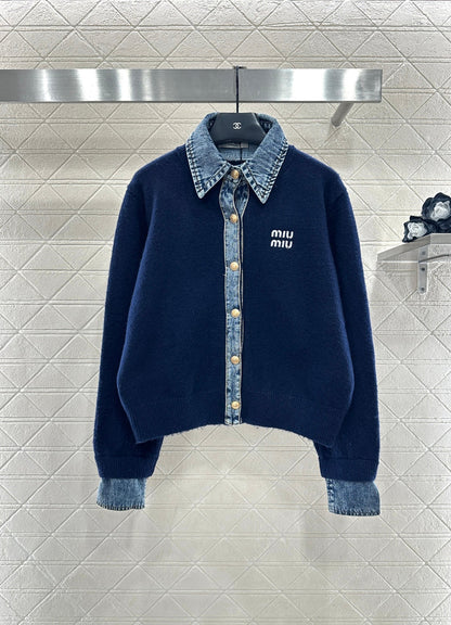 MIUMIU KNIT JACKET WITH DENIM STYLE 737