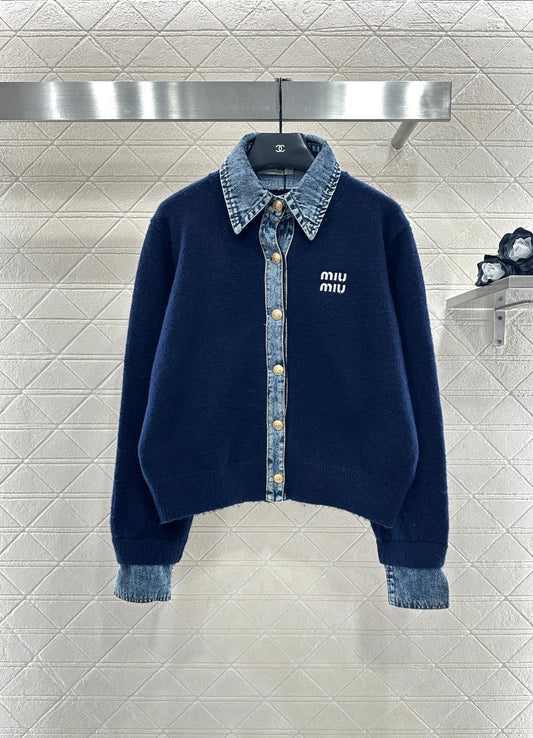 MIUMIU KNIT JACKET WITH DENIM STYLE 737