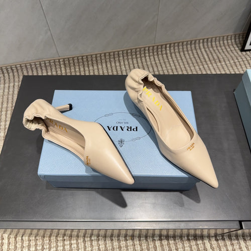 PRADA 26S POINTED TOE PUMPS 55MM IN NUDE SHEEPSKIN