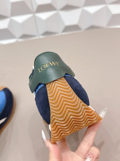 LOEWE 26S FLOW RUNNER SNEAKER IN NAVY AND BLUE SUEDE AND CALFSKIN