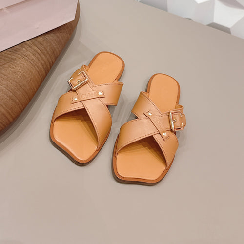 CHLOÉ 26S SANDALS IN LIGHT BROWN CALFSKIN