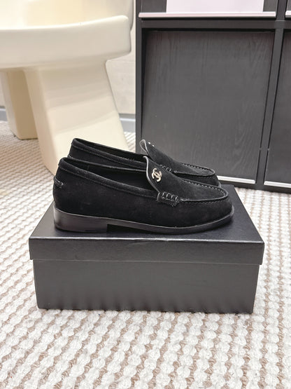 CHANEL 26S LOAFERS IN BLACK SUEDE