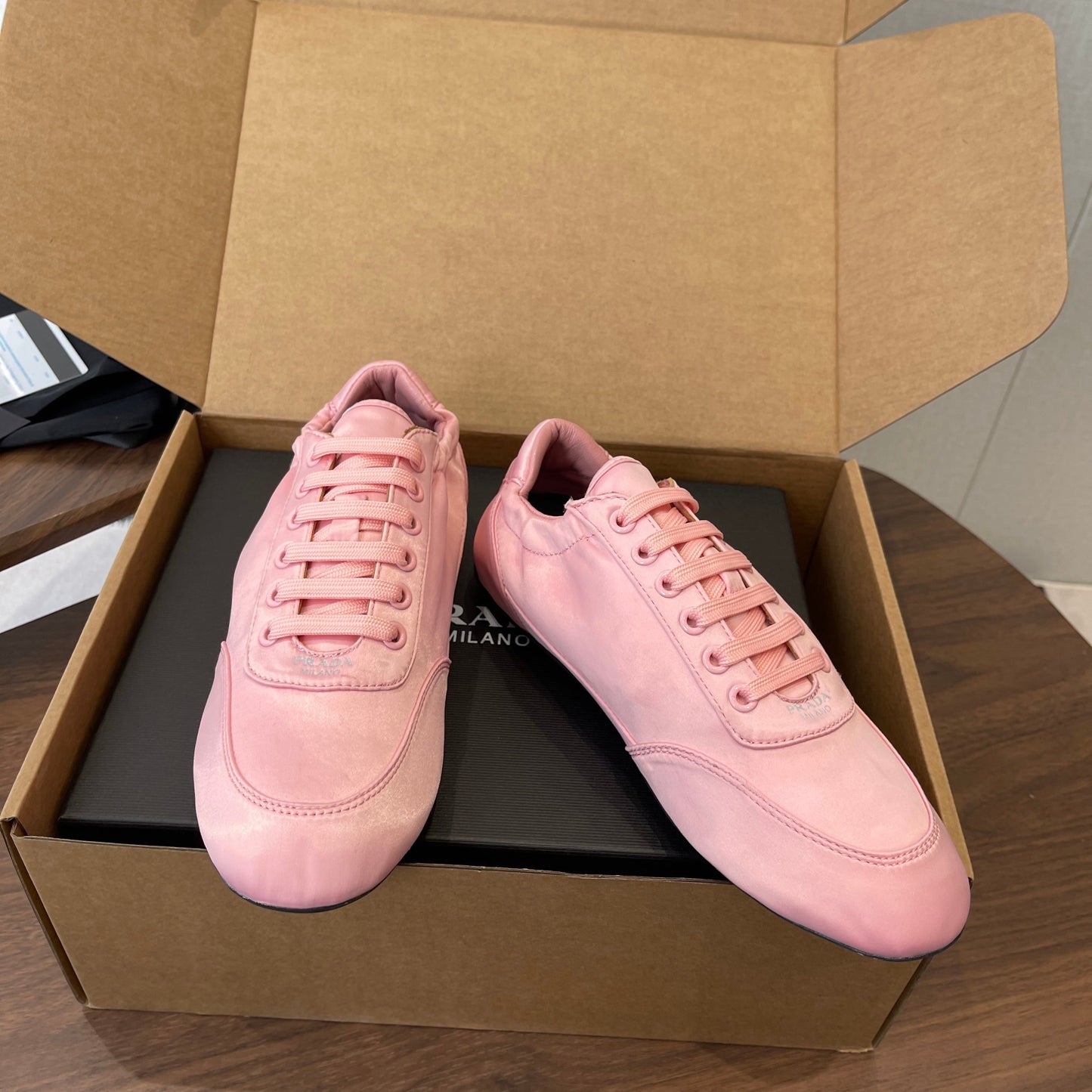PRADA 25S SNEAKER IN PINK SILK