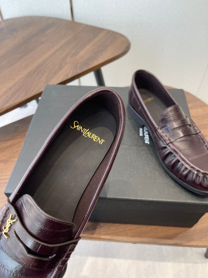 YSL 26S LOAFER IN DARK RED BROWN CALFSKIN