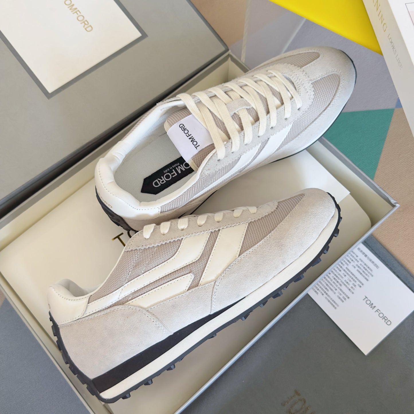 TOM FORD 26S SNEAKERS IN LIGHT BEIGE SUEDE