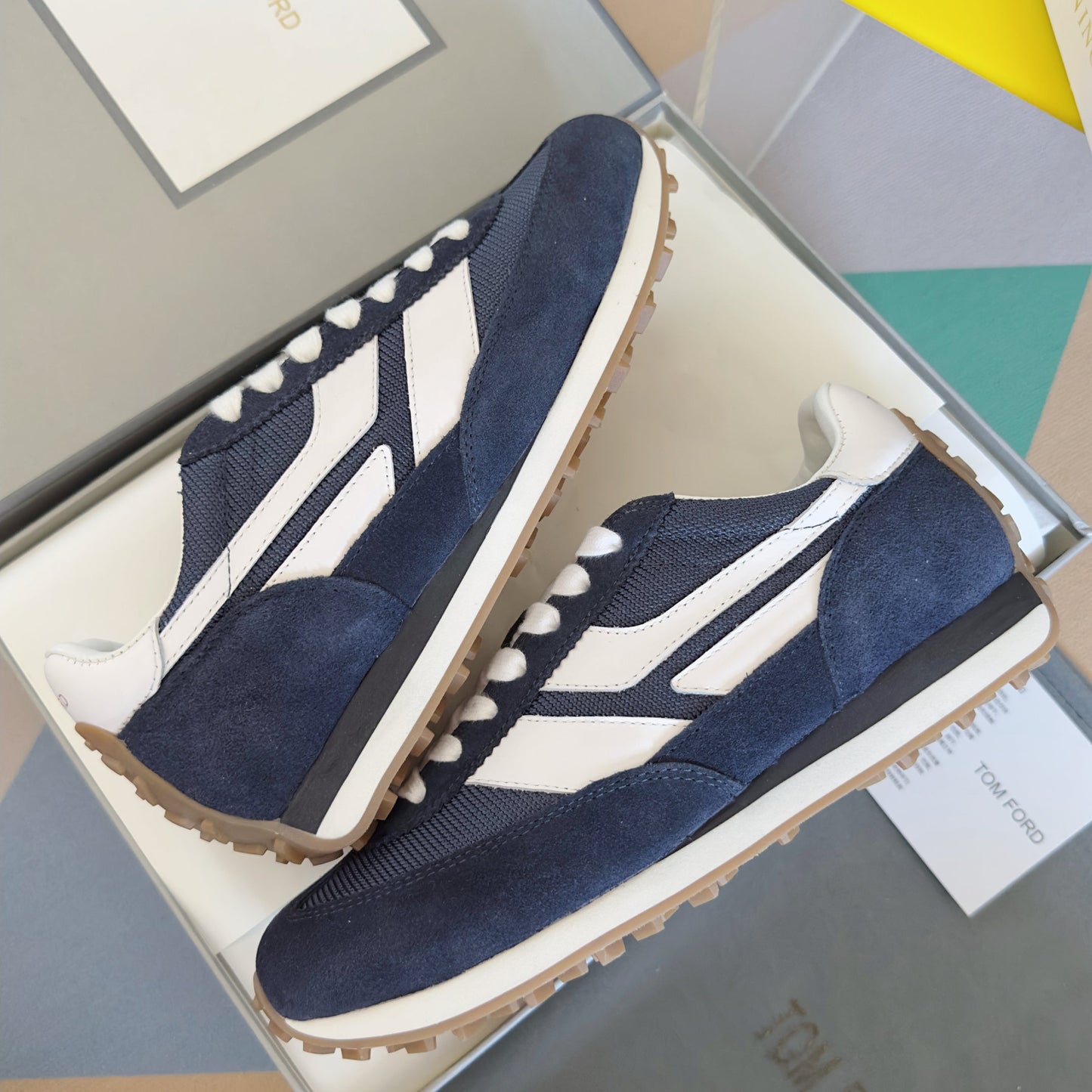 TOM FORD 26S SNEAKERS IN NAVY BLUE SUEDE