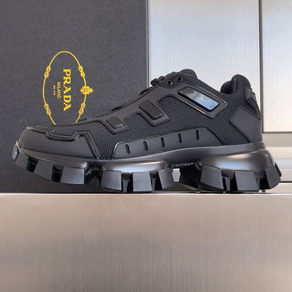 PRADA 26S CLOUDBUST THUNDER SNEAKERS 60MM IN BLACK MESH FABRIC