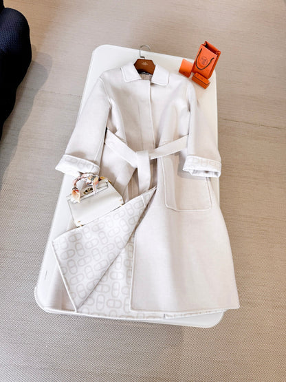 HERMES 25S BELTED CASHMERE PEACOAT 268