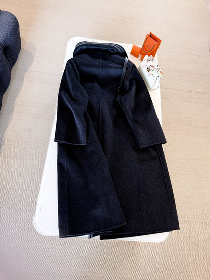HERMES 25S LONG STAND-COLLAR CASHMERE COAT 257
