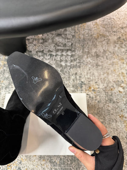 CELINE 26S ANKLE BOOTS 55 MM IN BLACK SUEDE