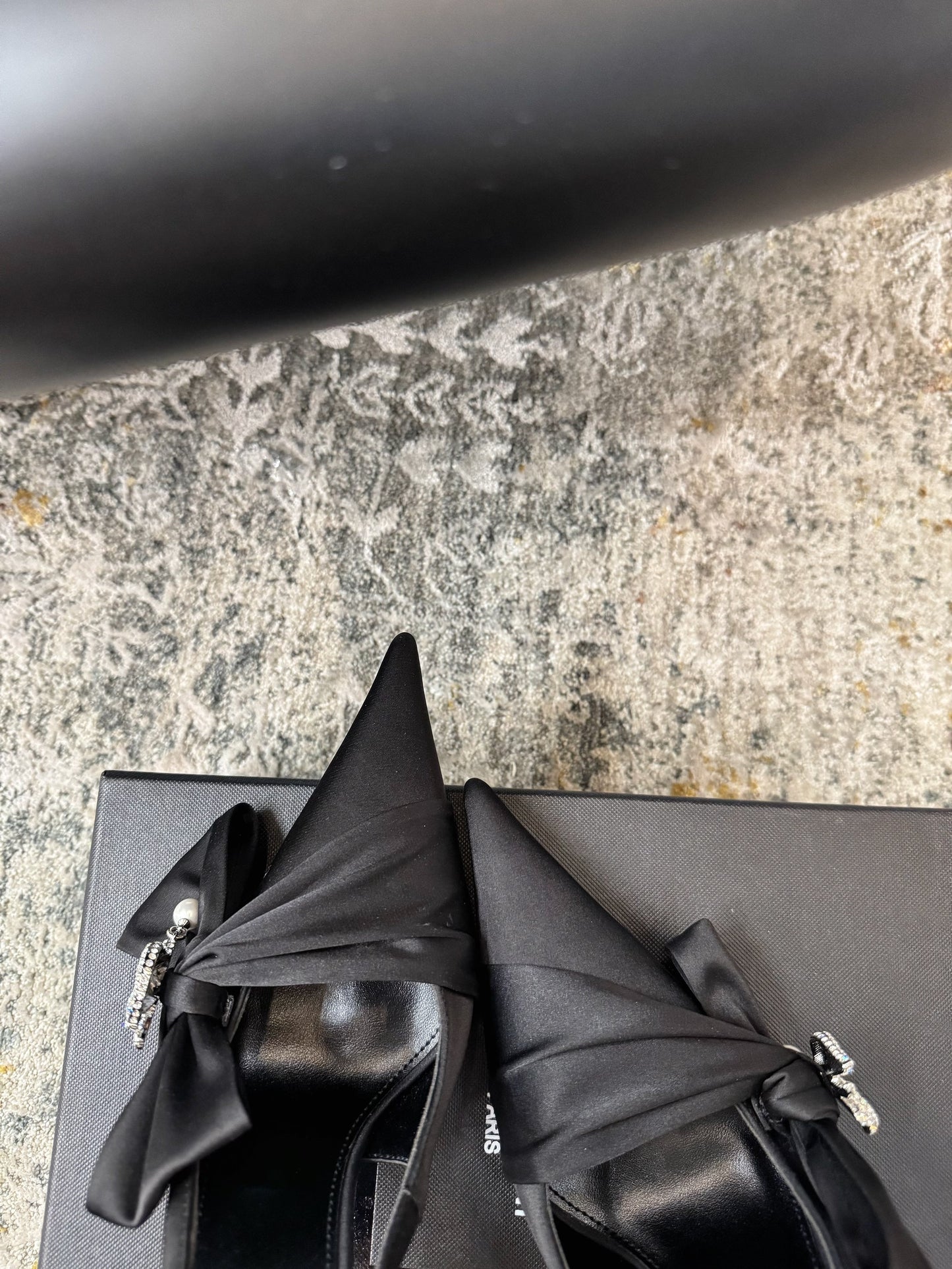 YSL 26S HEELED SLINGBACKS 100 MM IN BLACK SILK
