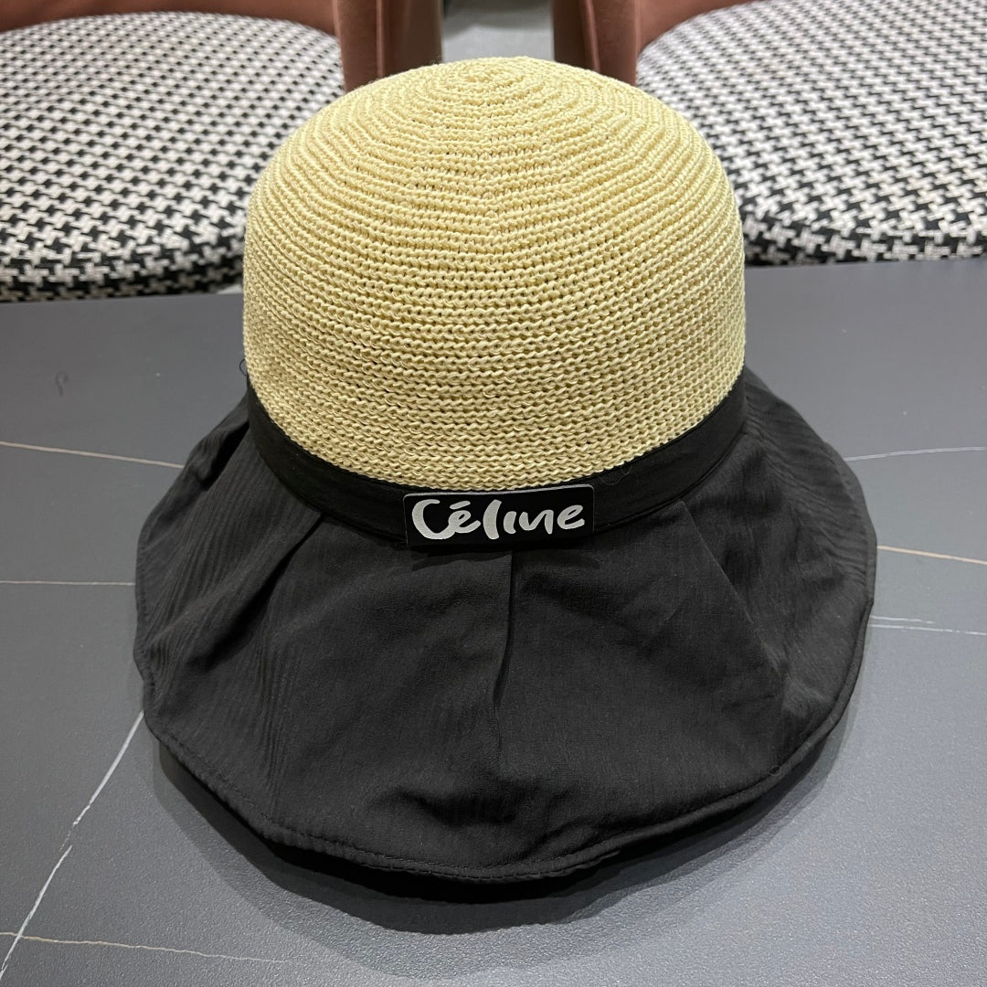 WIDE BRIM HAT MODEL 651949 IN BLACK MESH FABRIC