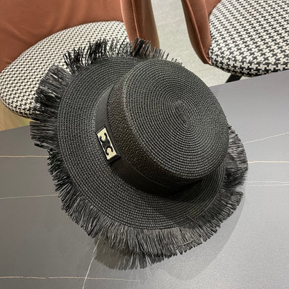 WIDE BRIM HAT MODEL 651883 IN BLACK WOVEN STRAW