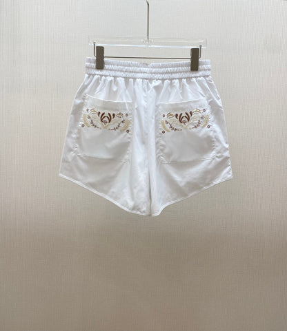 HERMES 25S EMBROIDERED SHORTS 158