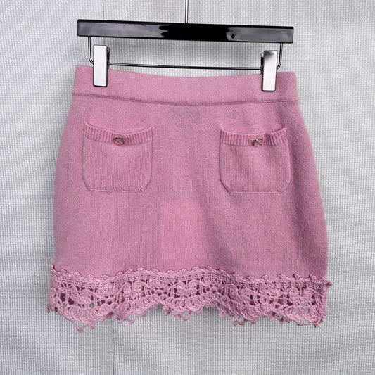 CHANEL 25S KNITTED LACE MIDI SKIRT 414