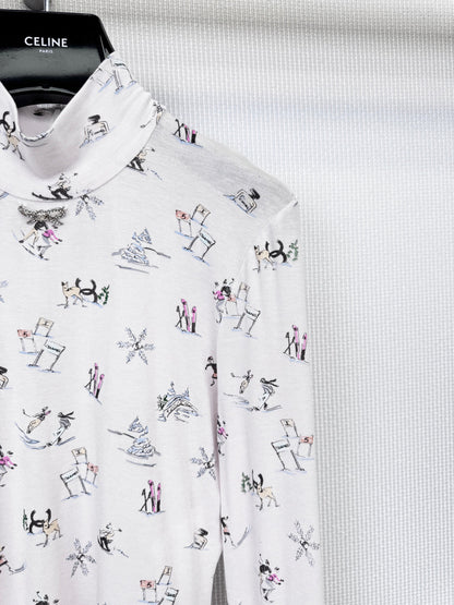 CHANEL 25S PATTERNED TURTLENECK SWEATER 380