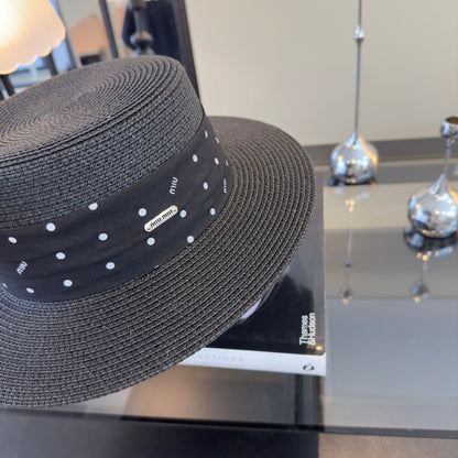 MIUMIU FLAT-BRIM STRAW HAT STYLE 14