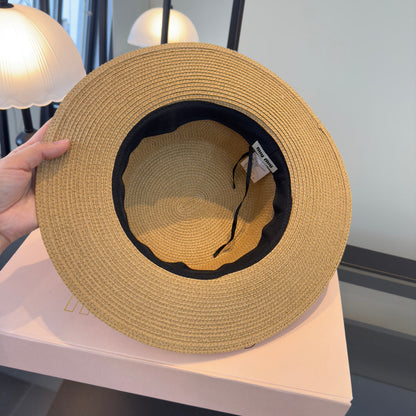 MIUMIU FLAT-BRIM STRAW HAT STYLE 11