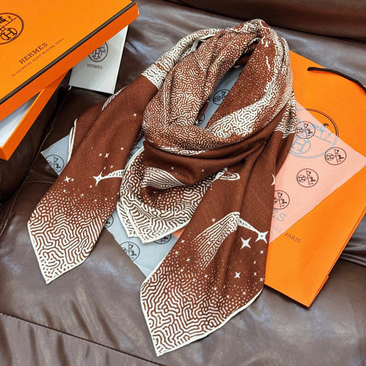 HERMES 25S SCARF 140 IN SILK CASHMERE 987420